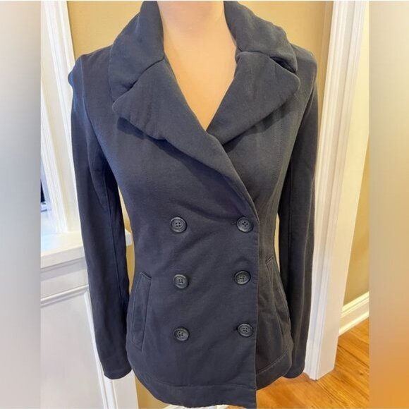 James Perse Blazer Jacket 100% Cotton Double Breasted Gray Size 1 Small - Picture 8 of 11